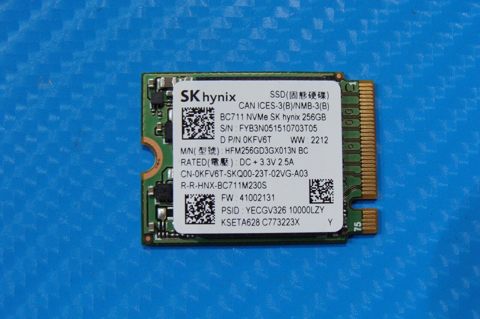 Dell 3520 SK Hynix 256GB NVMe M2 SSD HFM256GD3GX013N KFV6T