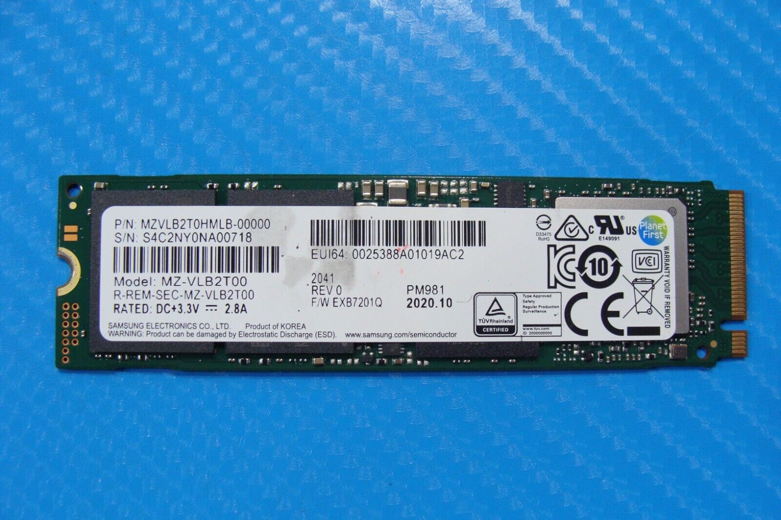 Asus B9450CEA Samsung 2TB NVMe M.2 SSD Solid State Drive MZVLB2T0HMLB-00000