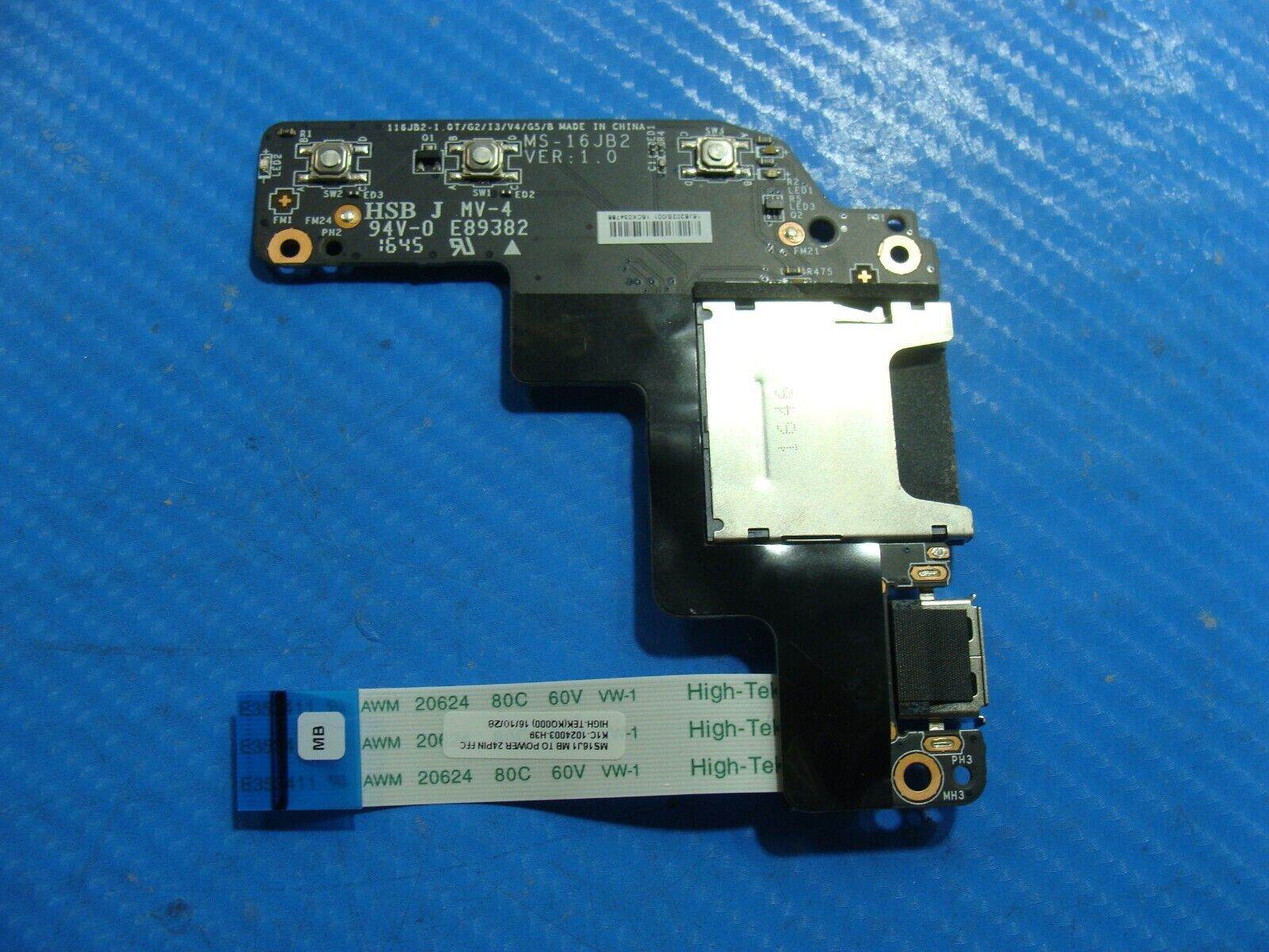 MSI 15.6” GL62M 7RE OEM USB Card Reader Media Button Board w/Cable MS-16JB2 - Tested Computer Laptop Parts MSI 15.6” GL62M 7RE OEM USB Card Reader Media Button Board w/Cable MS-16JB2 - Tested Computer Laptop Parts