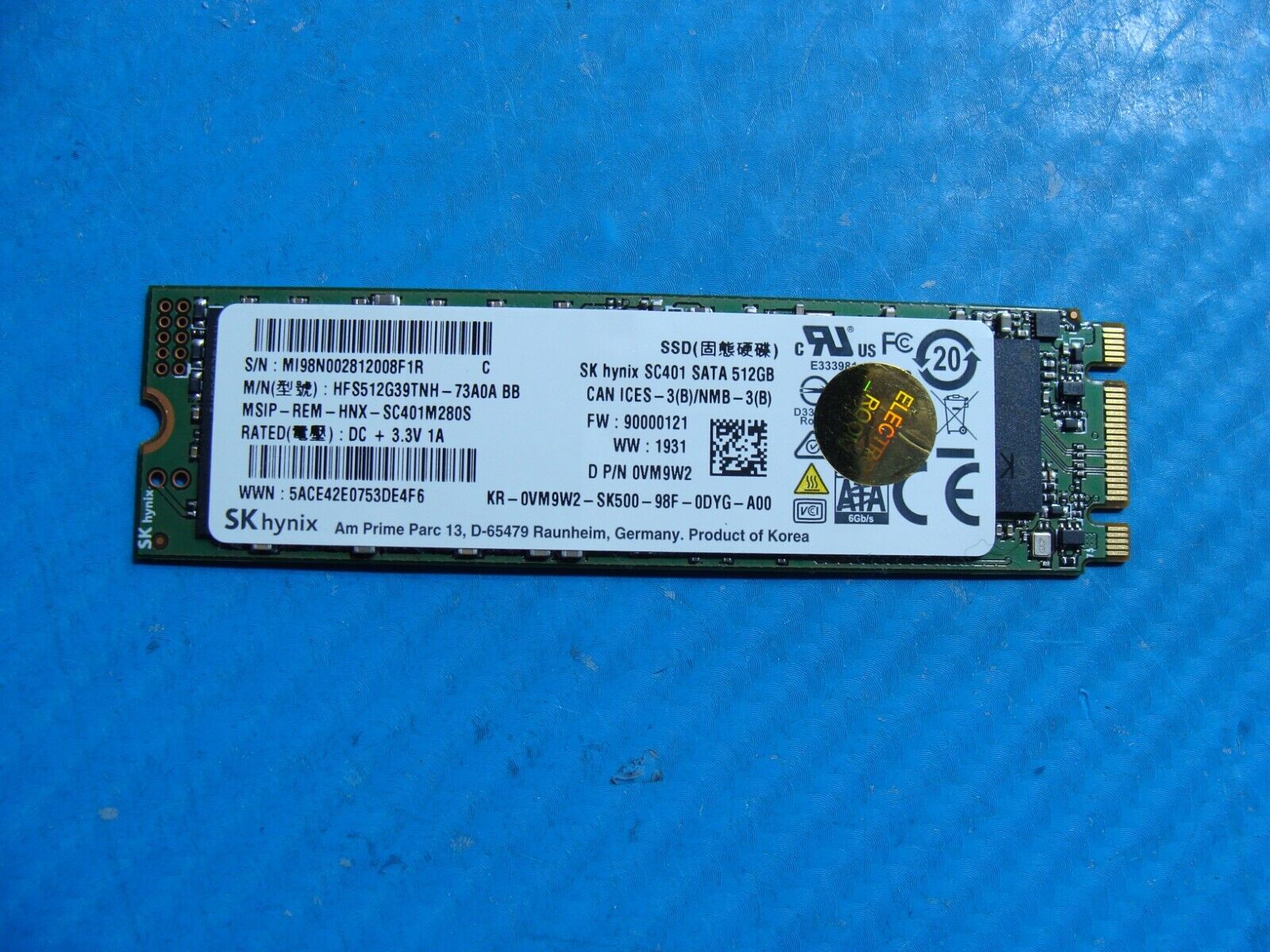 Dell 5420 SK Hynix 512GB SATA M.2 SSD Solid State Drive HFS512G39TNH-73A0A VM9W2