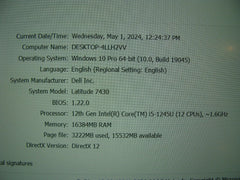 Dell Latitude 7430 14" FHD Intel i5-1245U max 4.4GHz 16GB 256GB SSD Warranty2025