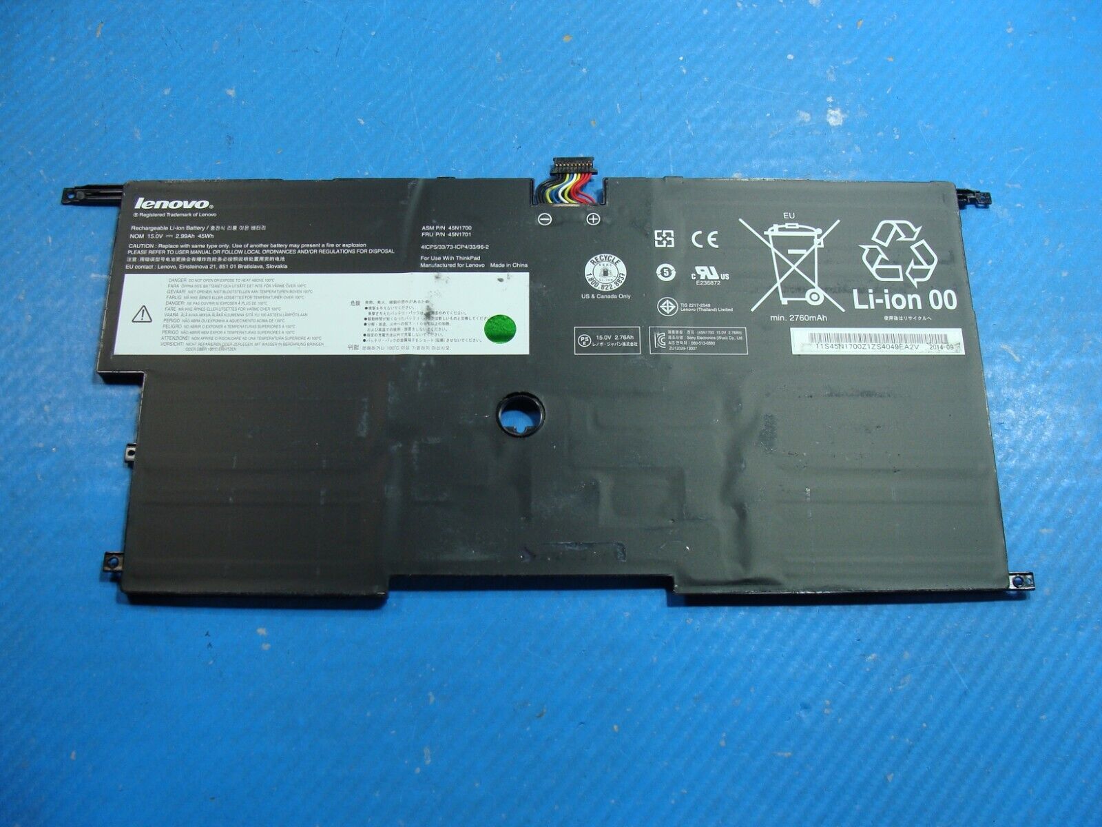 Lenovo ThinkPad 14” X1 Carbon 2nd Gen Battery 15V 45Wh 2900mAh 45N1700 45N1701