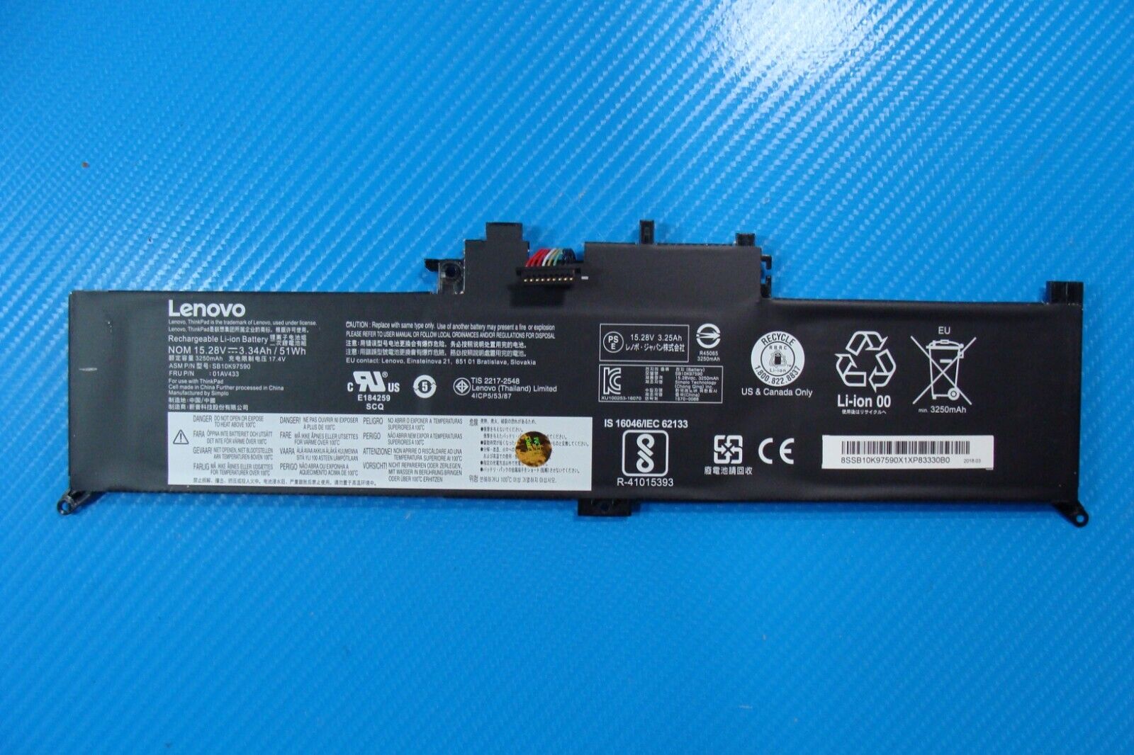 Lenovo ThinkPad Yoga 370 13.3 Battery 15.28V 51Wh 3340mAh SB10K97590 01AV433 80%
