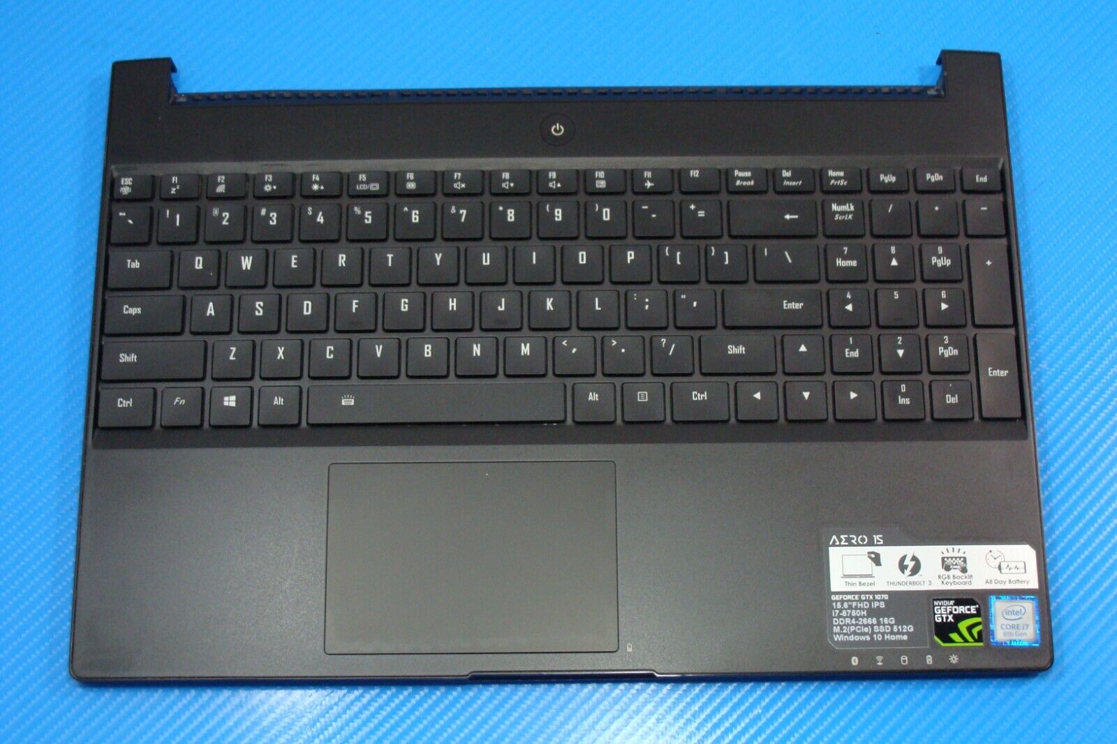 Gigabyte Aero 15.6” 15X V8 Palmrest w/TouchPad Backlit Keyboard 27363-65W81-J20S