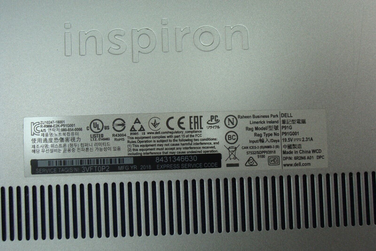 Dell Inspiron 13.3” 13 7386 2in1 OEM Laptop Bottom Case C6GX9 460.0EZ07.0011