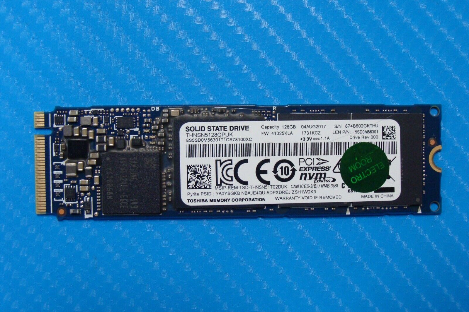 Lenovo Flex 5-1470 Toshiba 256GB NVMe M.2 SSD Solid State Drive THNSN5256GPUK