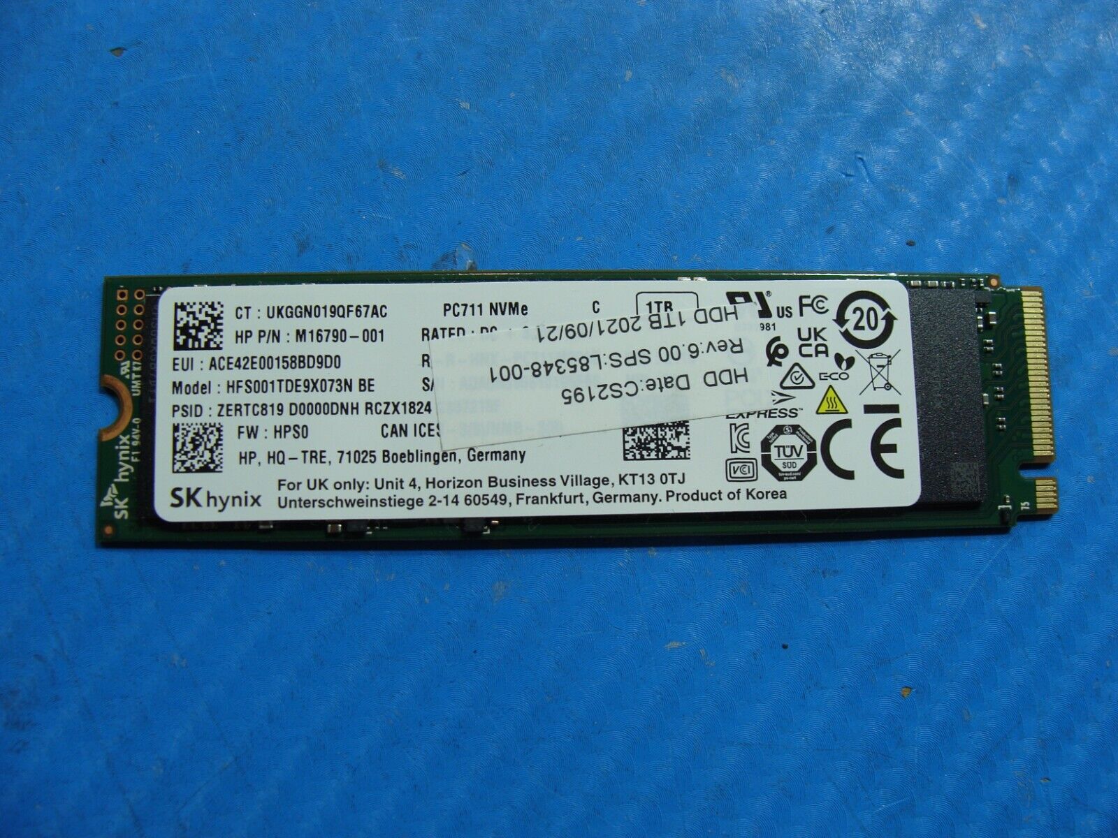 HP 840 G8 SK Hynix 1TB M.2 NVMe SSD Solid State Drive HFS001TDE9X073N M16790-001