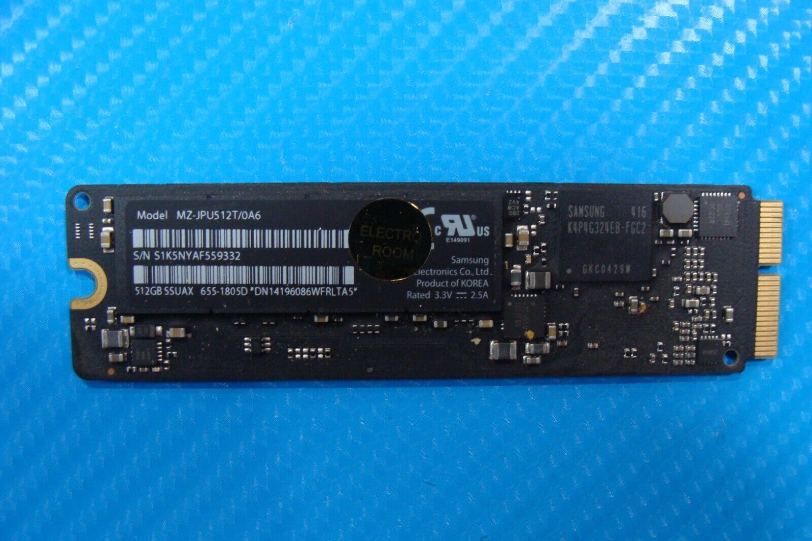 MacBook Pro A1502 Samsung 512GB SSD Solid State Drive MZ-JPU512T/0A6 655-1805D