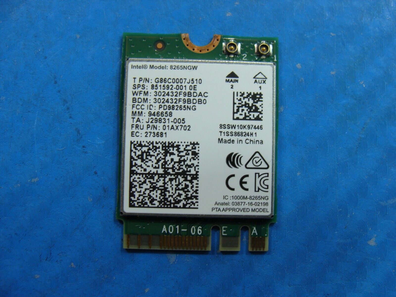Lenovo ThinkPad 14 X1 Carbon 6th Gen Genuine Wireless WiFi Card 8265NGW 01AX702