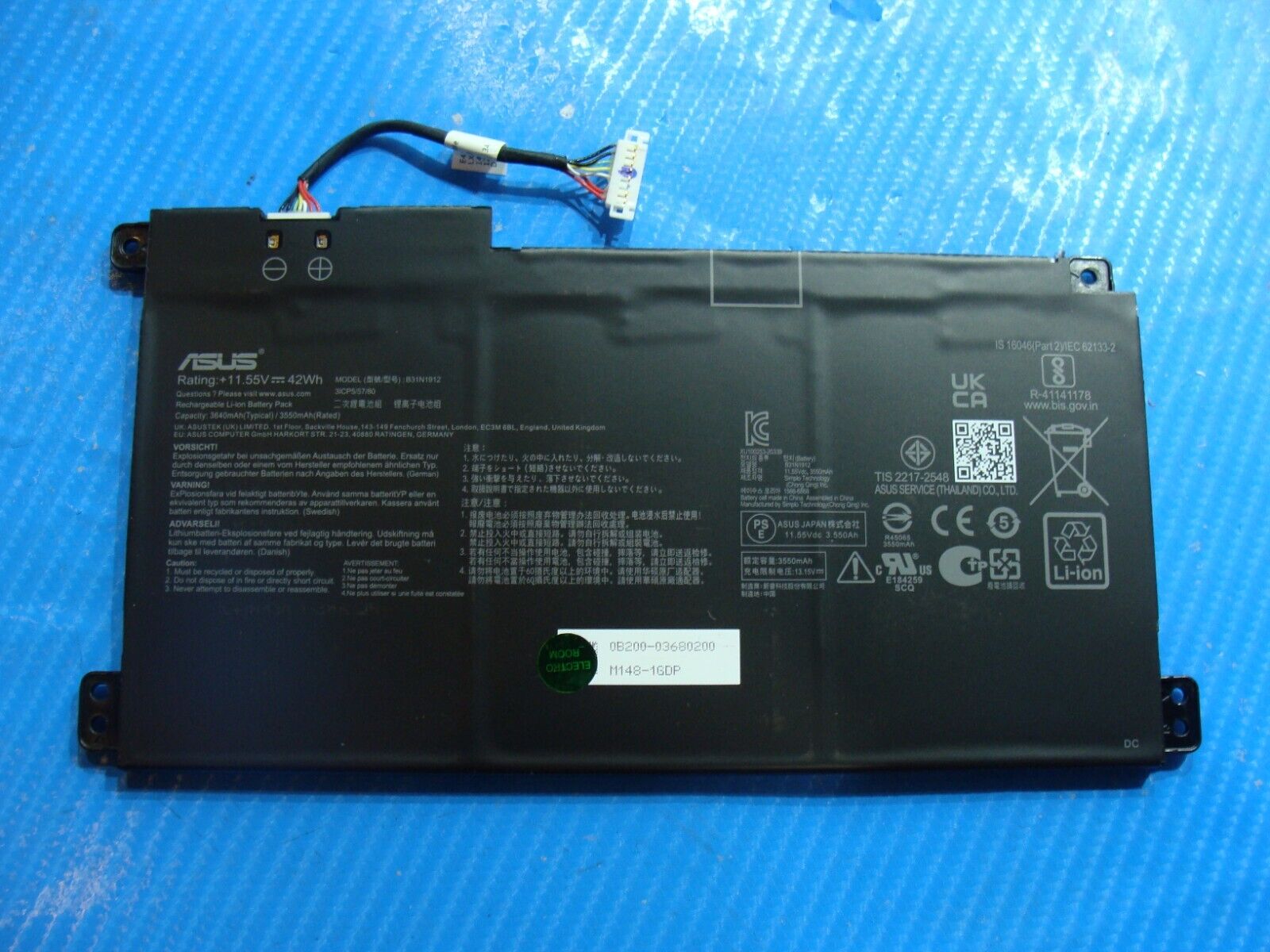 Asus 14 E410MA-TB.CL464BK Genuine Laptop Battery 11.55V 42Wh 3550mAh