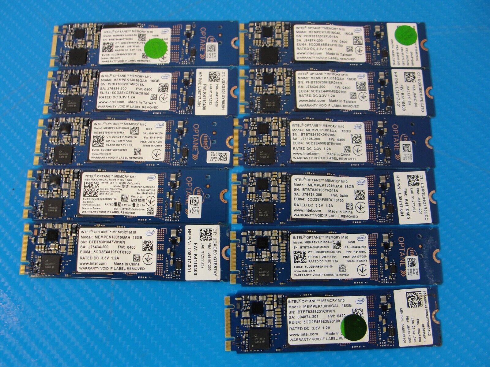 LOT of 11 INTEL M10 MEMPEK1J016GAH 16GB M.2 2280 NVME PCIE OPTANE MEMORY SSD