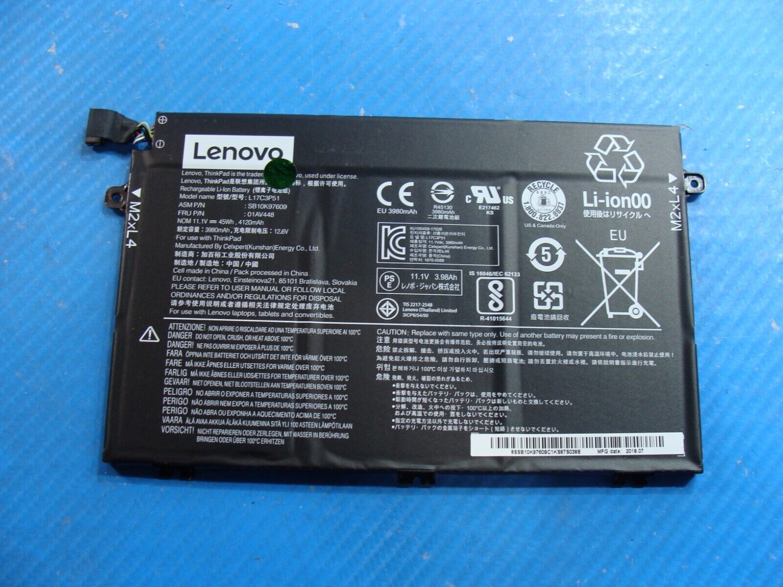 Lenovo Thinkpad E480 14 Genuine Laptop Battery 11.1V 4120mAh 45Wh L17C3P51 91%