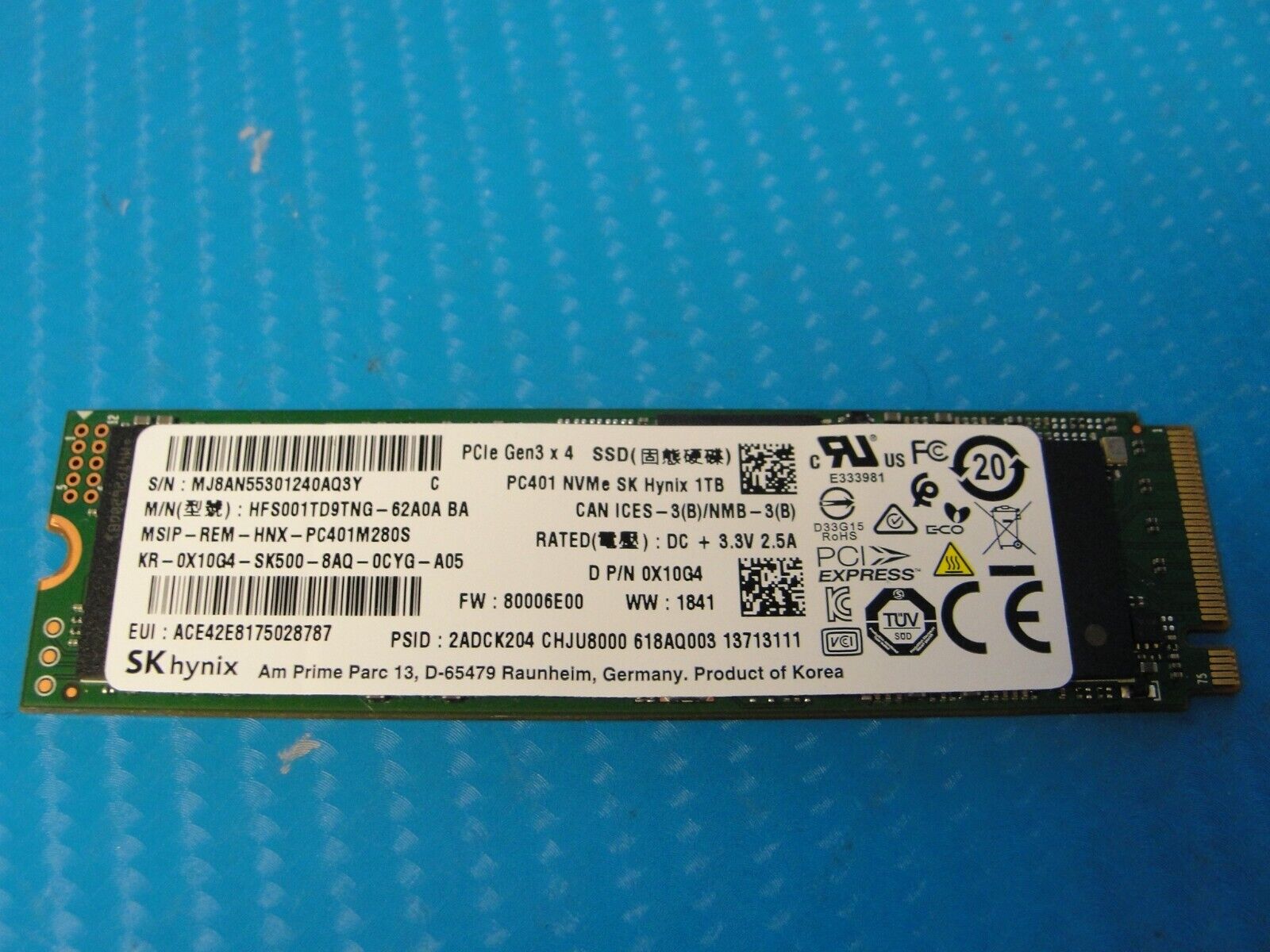 oxiderer telegram Print SK hynix PCIe Gen3x4 NVMe M.2 HFS001TD9TNG-62A0A PC401 1TB SSD Solid State  Drive