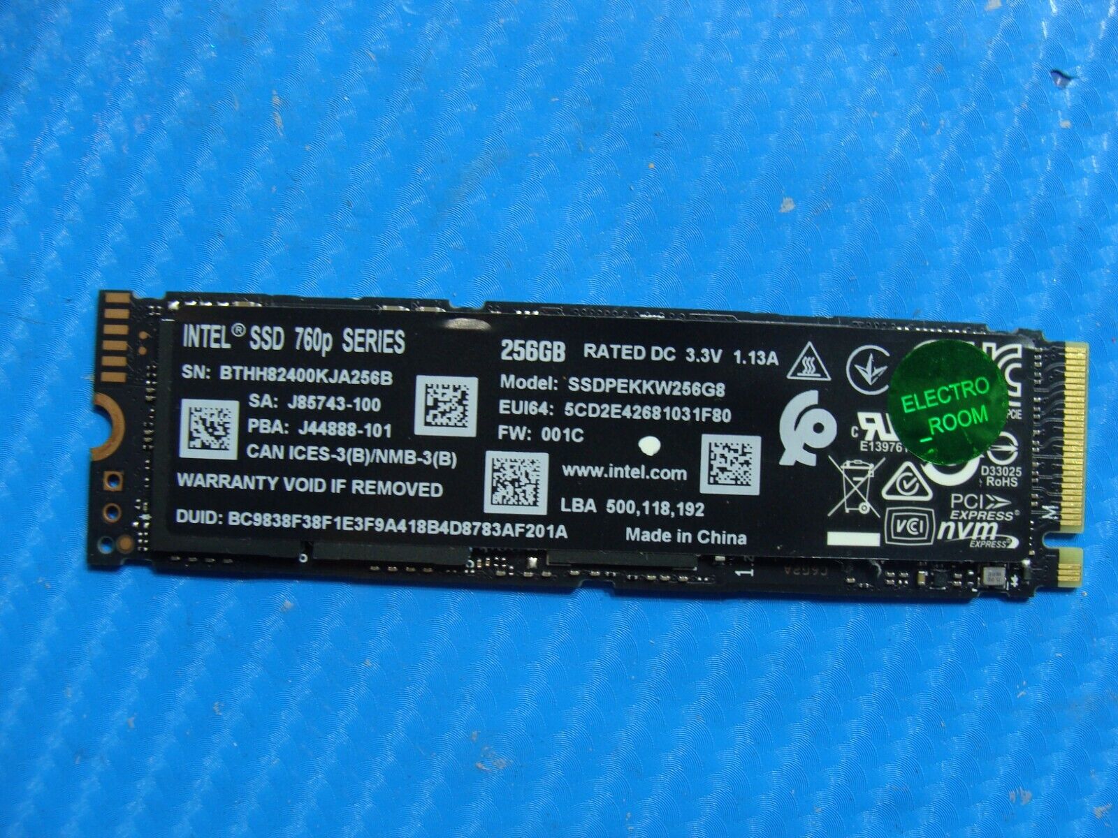 Acer PH517-51 Intel 760p Series 256GB SSD Solid Drive SSDPEKKW256G8L