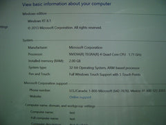 Crispy 10.6" FHD Microsoft Surface 2 1572 Nvidia Tegra 4 QC 1.7GHz 2GB 64GB W RT
