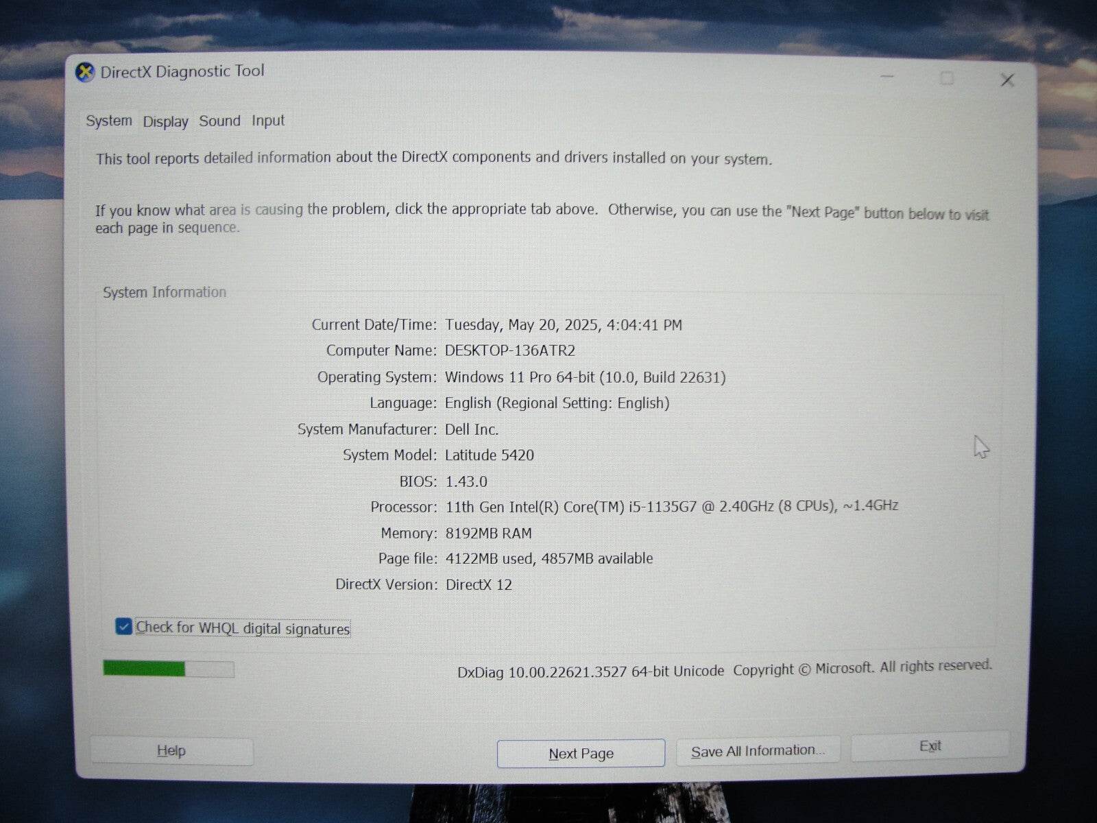 Dell Latitude 5420 14”FHD Intel Core i5-1135G7 2.4GHz 8GB 256GB SSD + Charger - Tested Computer Laptop Parts
