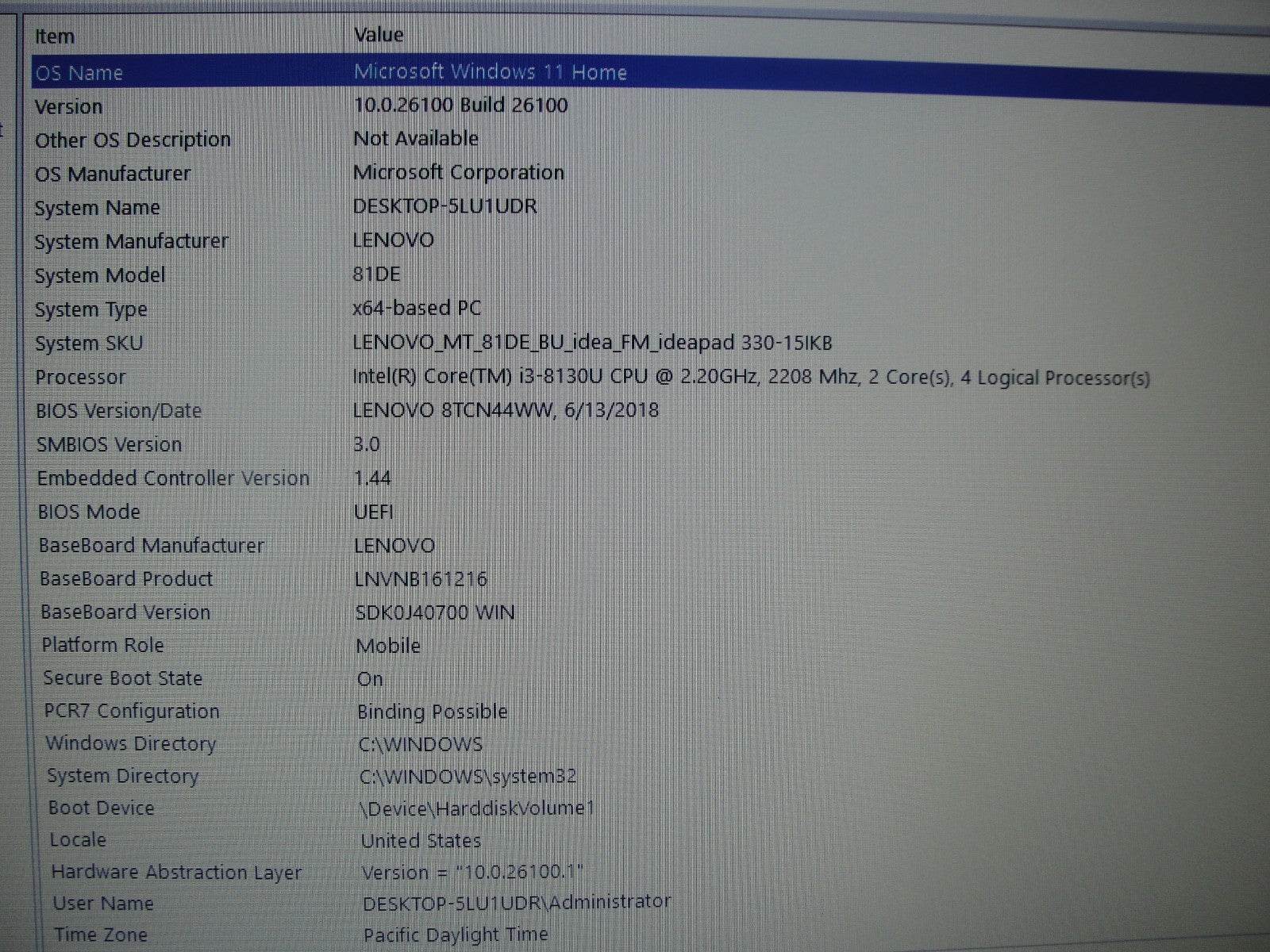 Lenovo IdeaPAd 330-15IKB 15.6” HD Intel Core i3-8130U 2.2GHz 8GB HDD 1TB - Tested Computer Laptop Parts