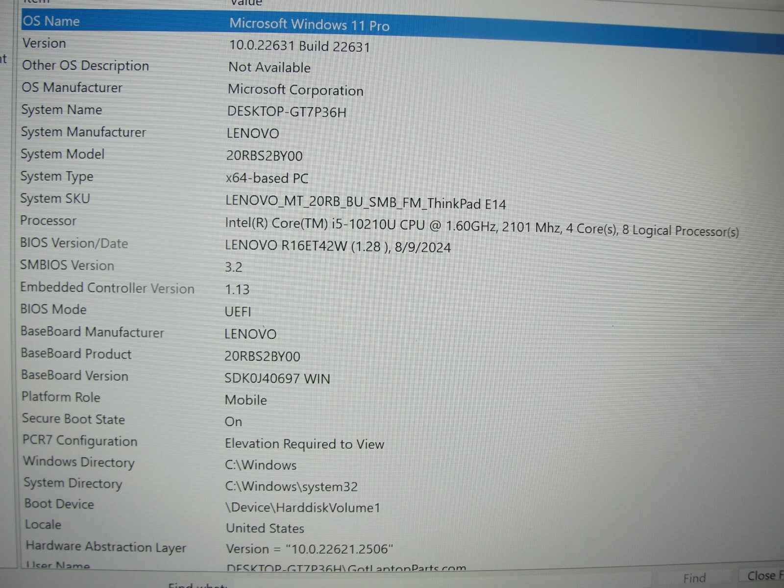 Lenovo ThinkPad E14 14”FHD Intel Core i5-10210U 1.6GHz 16GB 512GB SSD+Charger - Tested Computer Laptop Parts