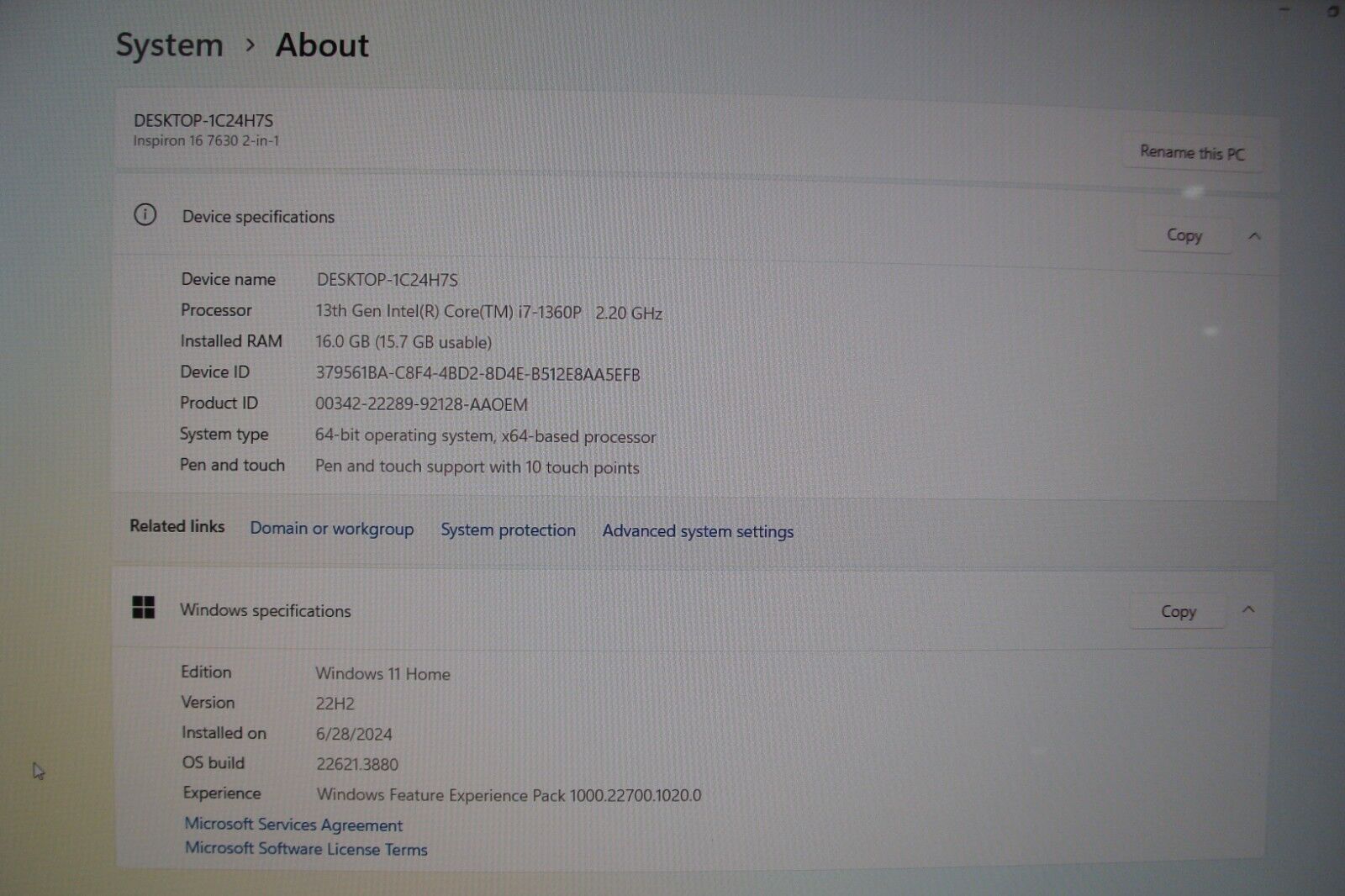 Dell INSPIRON 7630 2-IN-1 Touch 16