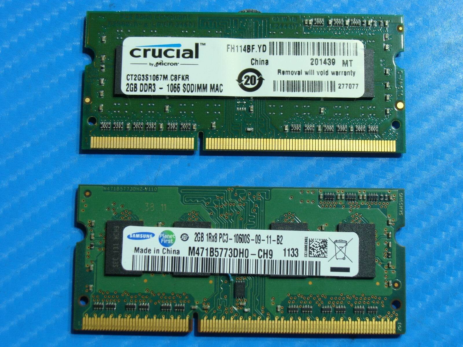 MacBook A1286 Crucial Samsung 4GB 2x2GB Memory RAM PC3-10600S M471B5773DH0-CH9 - Tested Computer Laptop Parts