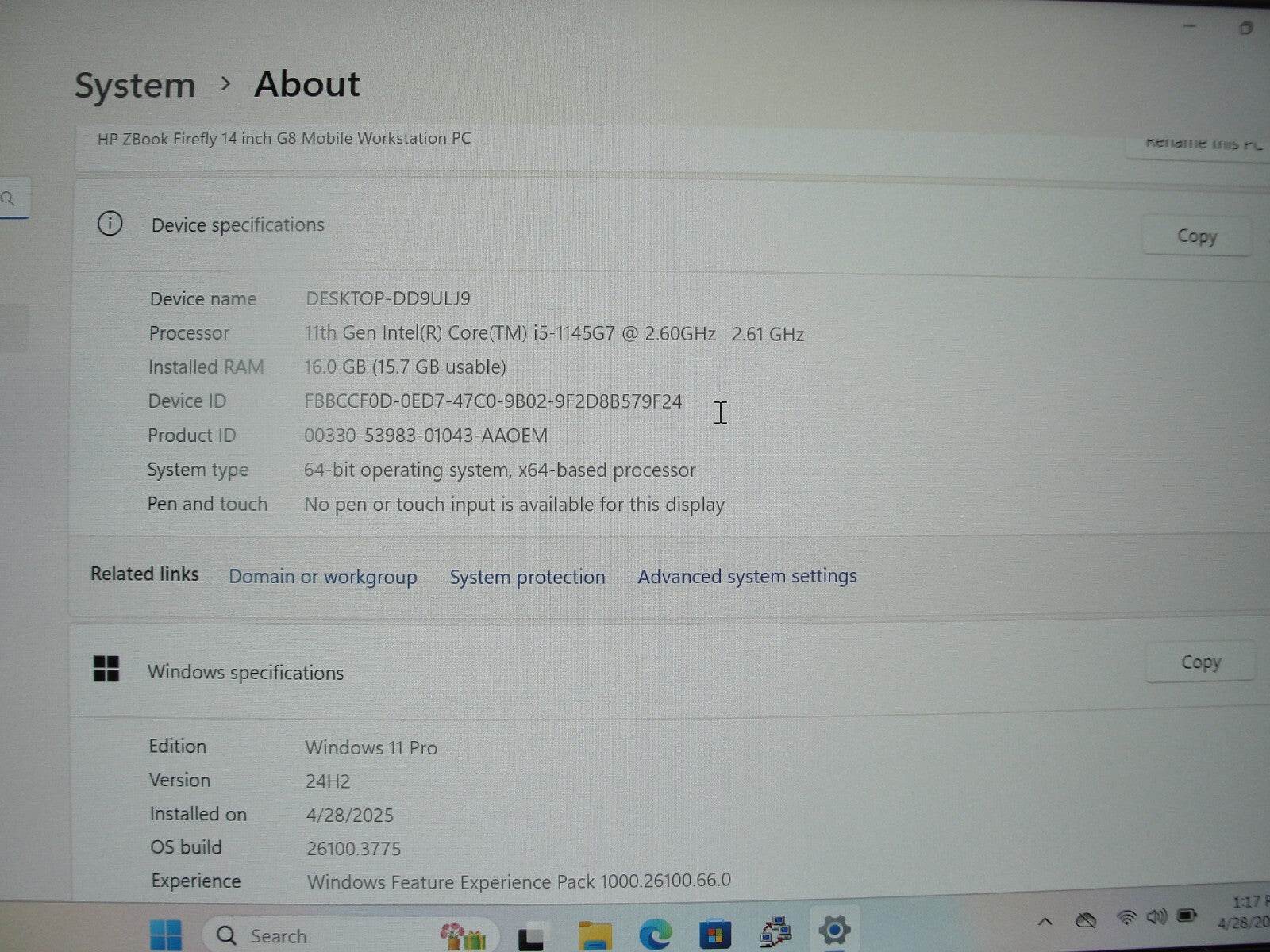 HP ZBook Firefly G8 14” FHD Intel Core i5-1145G7 2.6GHz 16GB 256GB SSD +Charger - Tested Computer Laptop Parts