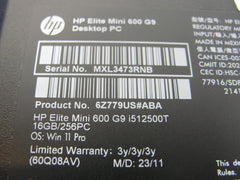 LOT of 2 WRTY 2027 HP ELITE MINI 600 (G9) Intel Core i5-12500T 256GB 16GB Win11P