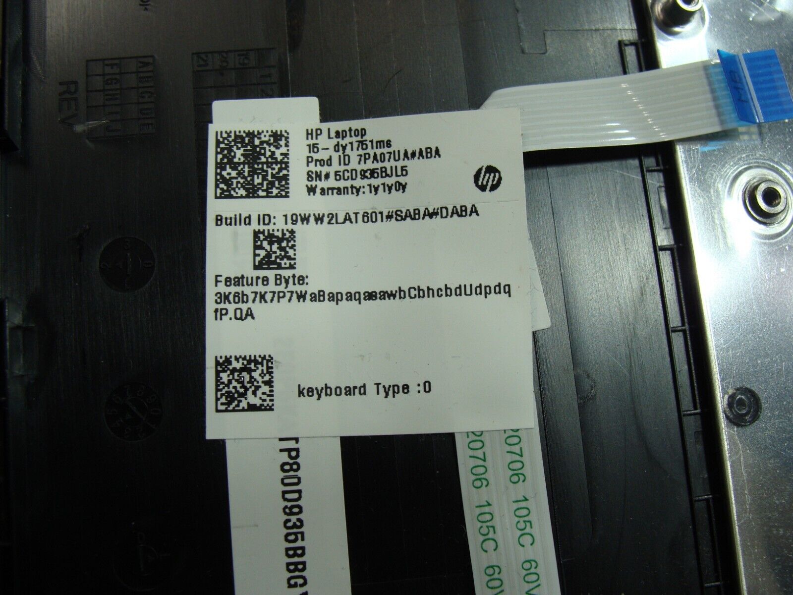 HP 15.6” 15-dy1751ms Genuine Palmrest w/TouchPad Keyboard & Speakers SB459A-22HA