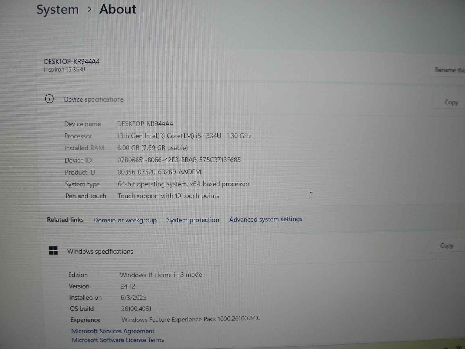 Dell Inspirion 3530 15” TOUCH FHD Core i5-1334U 1.3GHz 8GB 512GB SSD +Charger - Tested Computer Laptop Parts