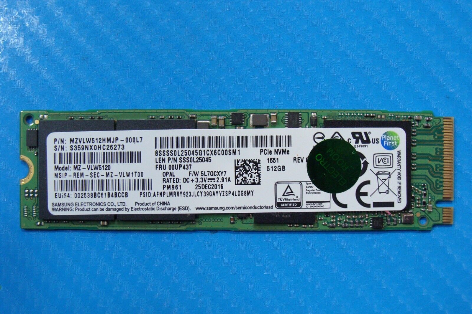 Lenovo 370 Samsung 512GB NVMe M.2 SSD Solid State Drive MZ-VLW5120 00UP437