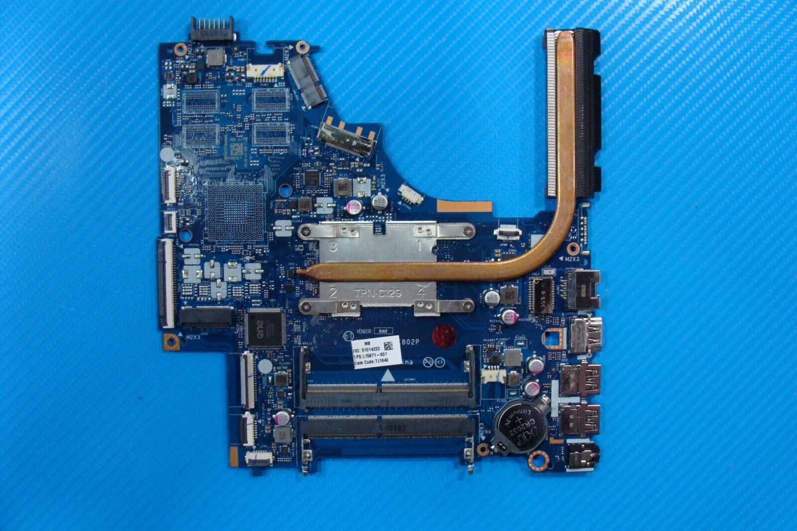 HP 15.5” 15-bs113dx OEM Intel i3-8130U 2.2GHz Motherboard LA-E802P L15871-601