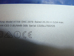 MacBook Pro A1708 13" Late 2016 MLUQ2LL/A Bottom Case Silver 923-01167