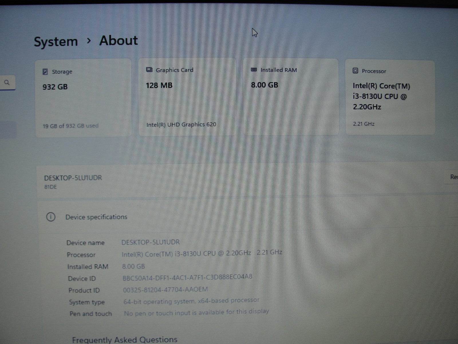 Lenovo IdeaPAd 330-15IKB 15.6” HD Intel Core i3-8130U 2.2GHz 8GB HDD 1TB - Tested Computer Laptop Parts