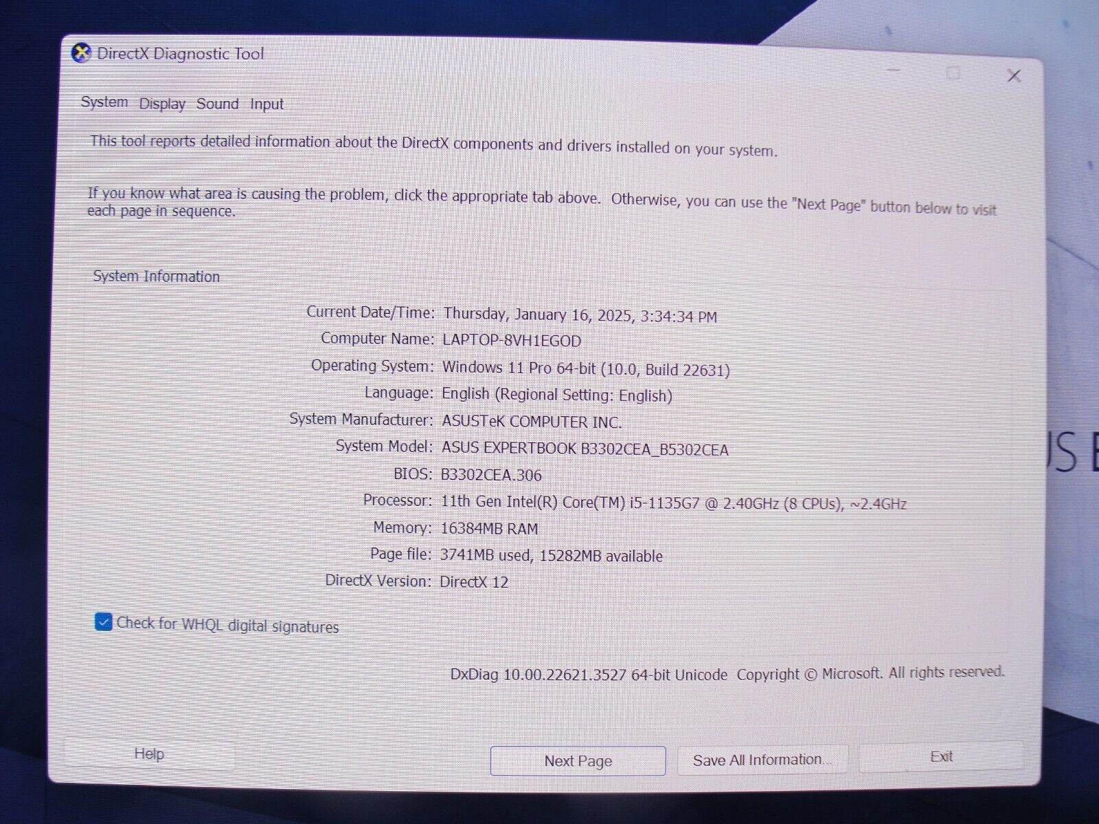 Asus Expert Book 14” B5302CE FHD Core i5-1135G7 2.4GHz 16GB 512GB SSD+ Charger - Tested Computer Laptop Parts