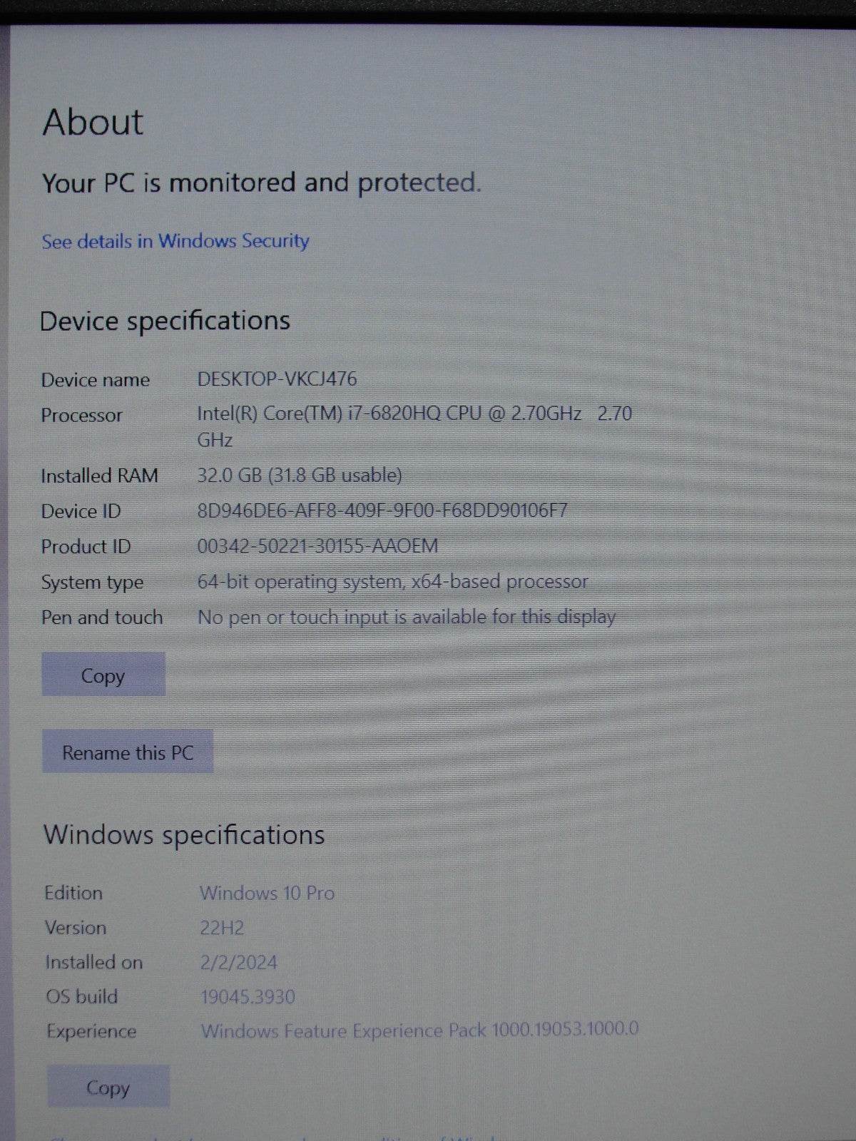Dell Precision 7520 15.6”FHD i7 6th 2.7GHz 32GB SSD Reset 512GB NV Quadro M2200 - Tested Computer Laptop Parts