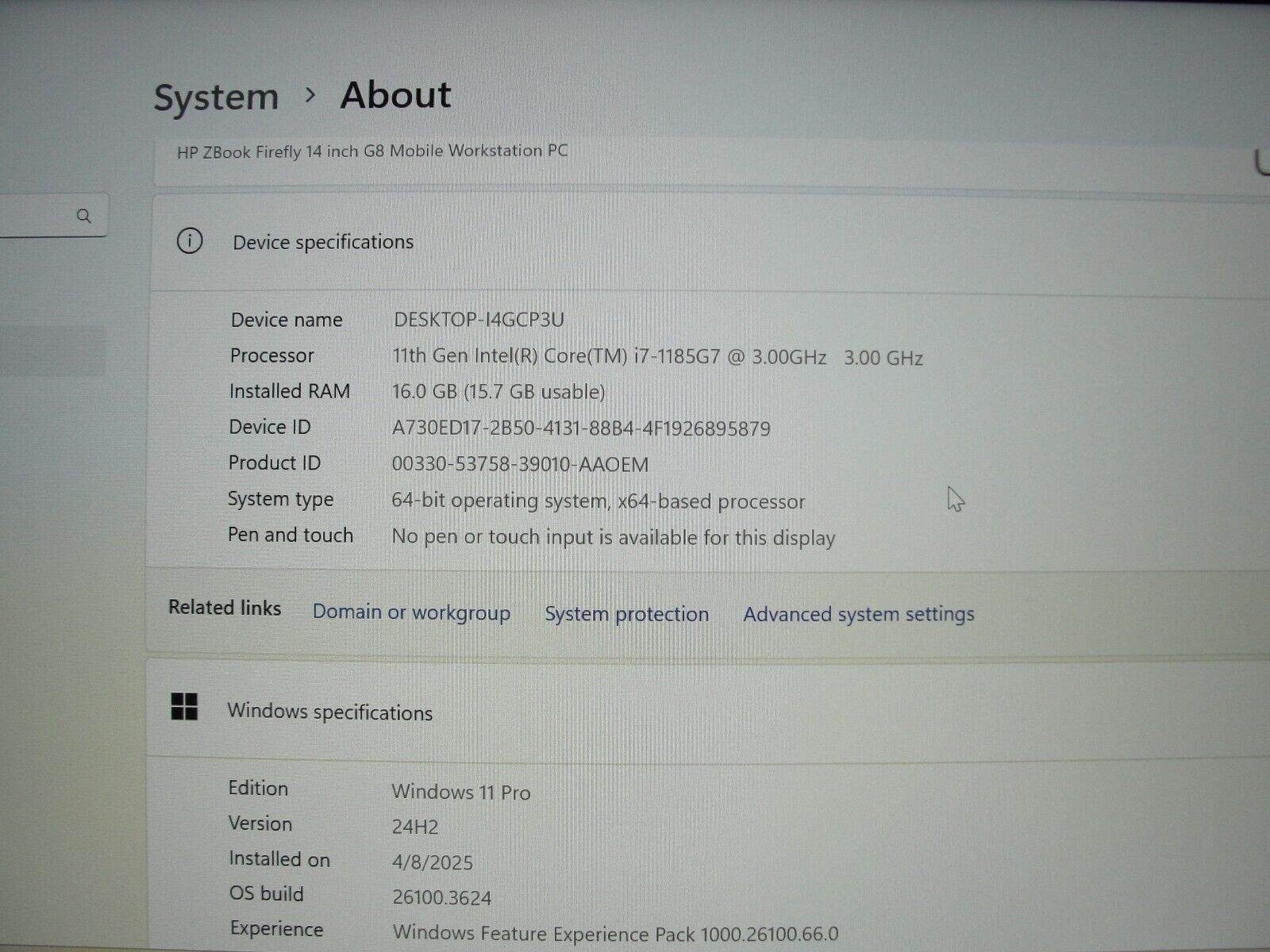 HP ZBook Firefly G8 14”FHD Core i7-1185G7 3GHz 16GB SSD Reset 512GB +Charer - Tested Computer Laptop Parts