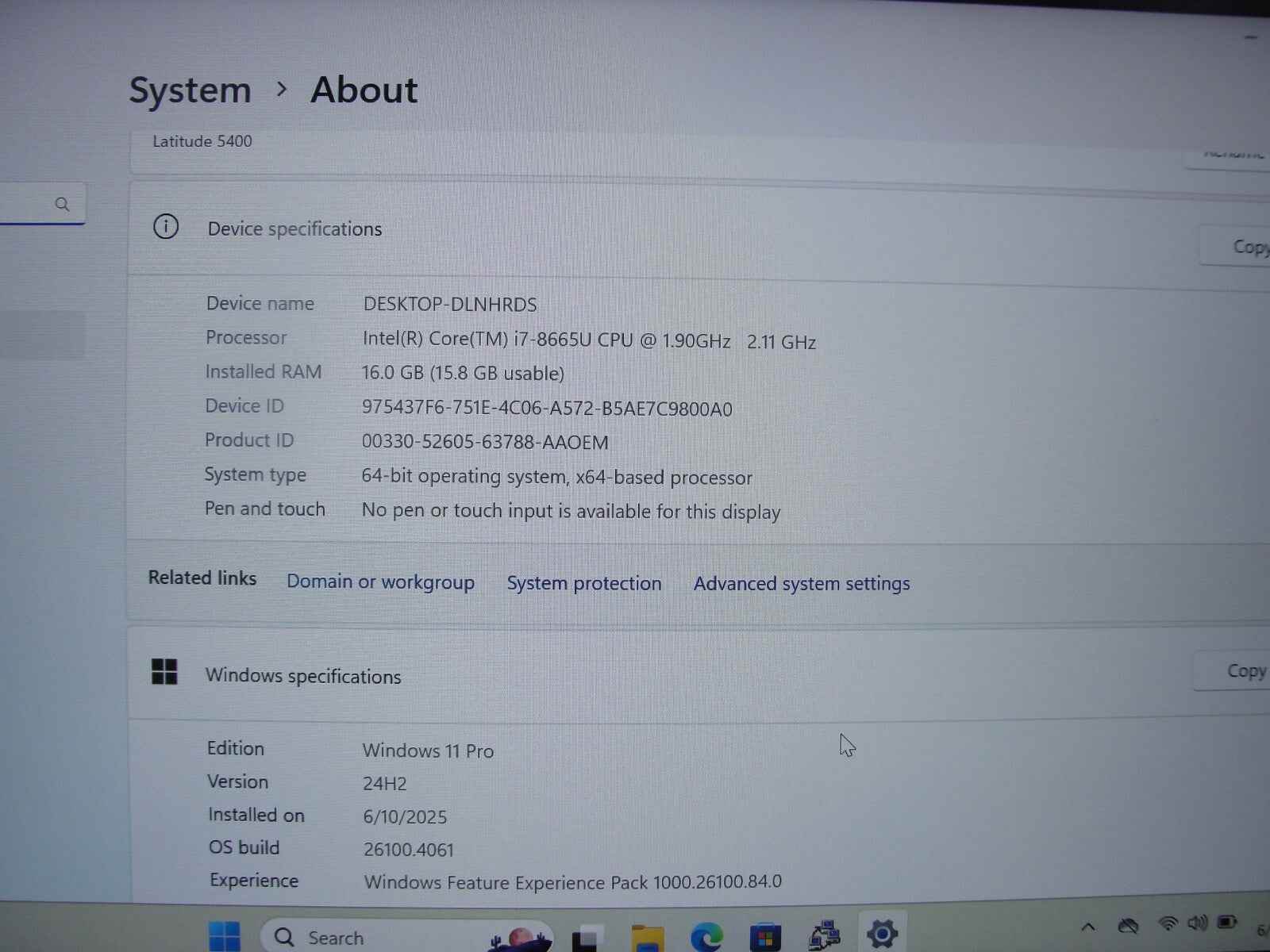 Dell Latitude 5400 14”FHD Intel Core i7-8665U 1.9GHz 16GB 512GB SSD +Charger - Tested Computer Laptop Parts