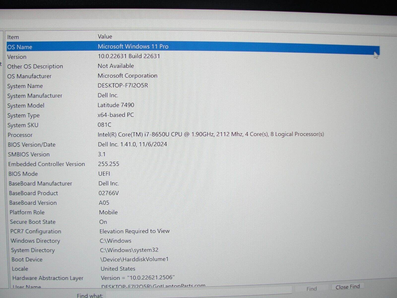 Dell Latitude 7480 14”Intel Core i7-8650U 1.9GHz 16GB SSD Reset 512GB- Charger - Tested Computer Laptop Parts