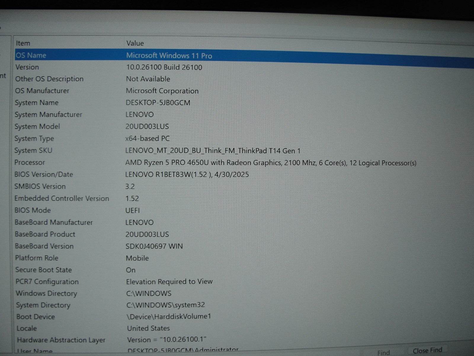 Lenovo ThinkPad T14 Gen 1 14” FHD TOUCH AMD Ryzen 5 Pro 4650U 2.1GHz 16GB 256GB - Tested Computer Laptop Parts