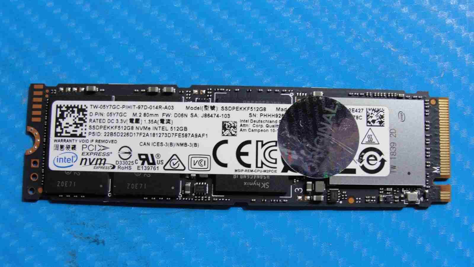 Dell 7400 Intel 512GB NVMe M.2 SSD Solid State Drive SSDPEKKF512G8 5Y7GC - Tested Computer Laptop Parts