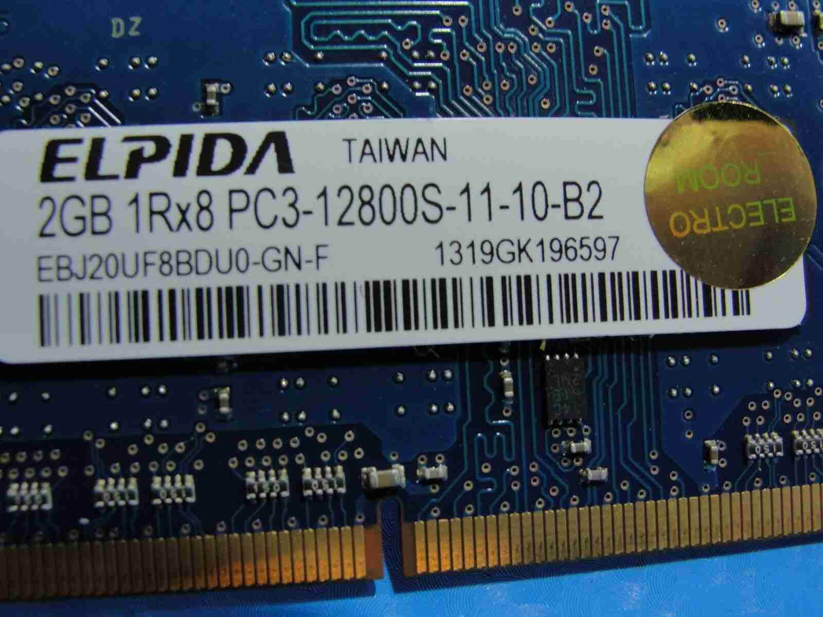 MacBook Pro A1278 SODIMM Elpida 2GB Memory PC3-12800S-11-10-B2 EBJ20UF8BDU0-GN-F - Tested Computer Laptop Parts