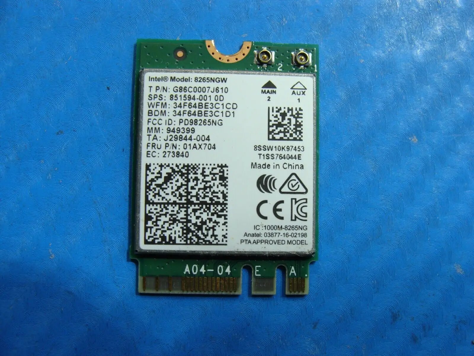 HP Spectre x360 13.3” 13-ac033dx OEM Laptop Wireless WiFi Card 8265NGW 01AX704