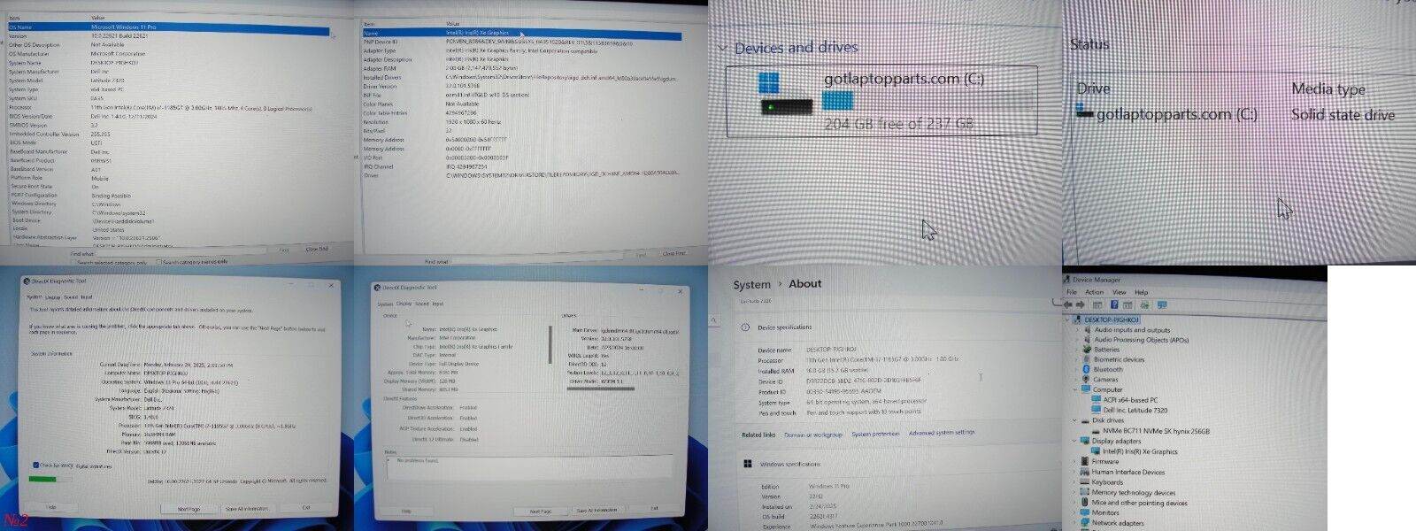 Dell Latitude 7320 13.3” FHD Intel Core i7-1185G7 3GHz 16GB SSD Reset 256GB - Tested Computer Laptop Parts