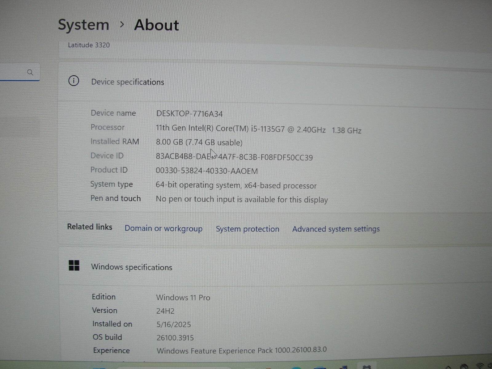 Dell Latitude 3320 13.3” FHD Intel Core i5-1135G7 2.4GHz 8GB 256GB SSD + Charger - Tested Computer Laptop Parts