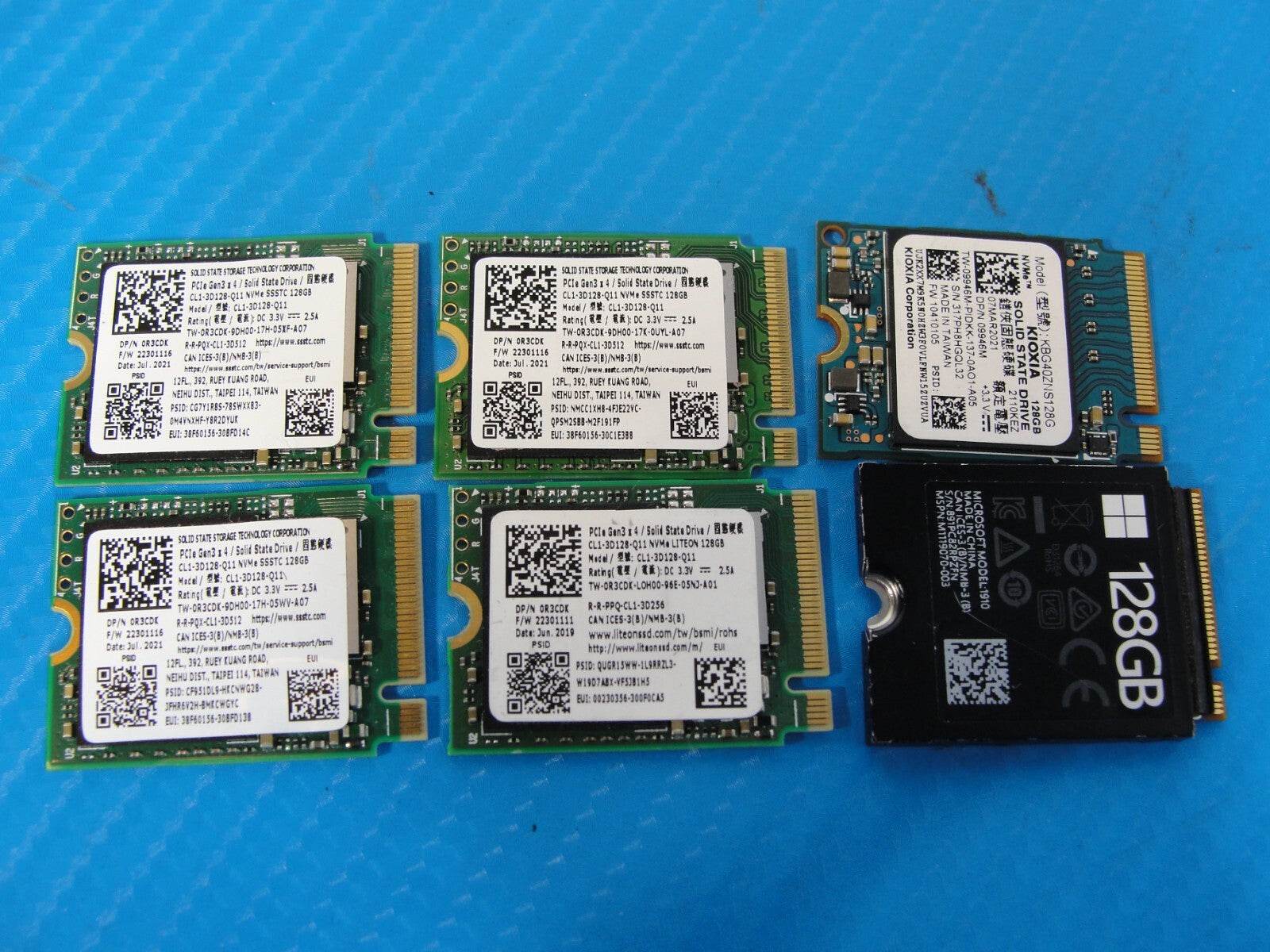 Lot of 6x 128GB NVMe M.2 2230 30mm PCIe SSD Solid State Drive Mix Brand - Tested Computer Laptop Parts