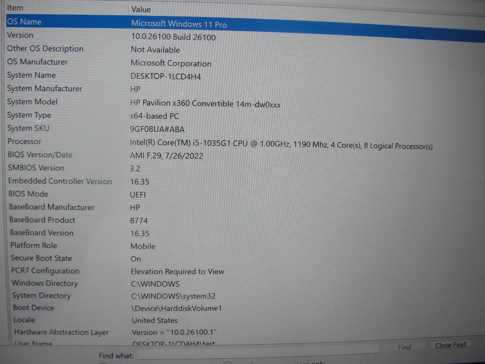 HP Pavilion x360 14M-DW0023DX 14”FHD TOUCH i5-1035G1 1GHz 8GB SSD Reset 256GB - Tested Computer Laptop Parts