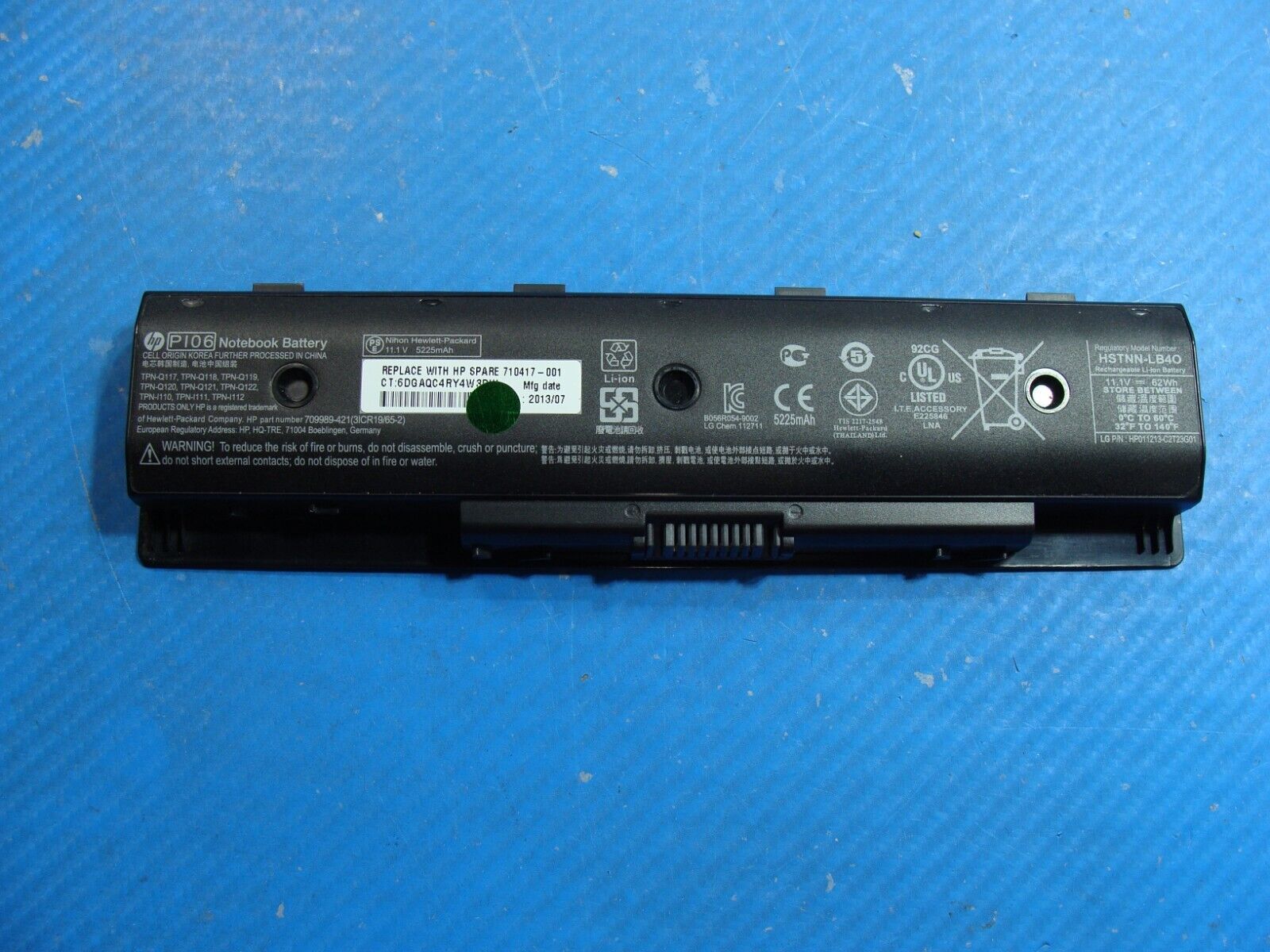 HP Envy TouchSmart 15.6” 15t-J000 OEM Battery 11.1V 62Wh 5225mAh PI06 710417-001