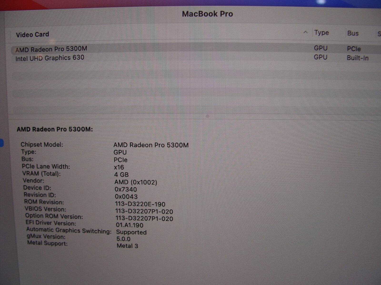 Apple MacBook Pro A2141 2019 i9-9980HK 2.4GHz 32GB 512GB Pro 5300M Excel Battery - Tested Computer Laptop Parts