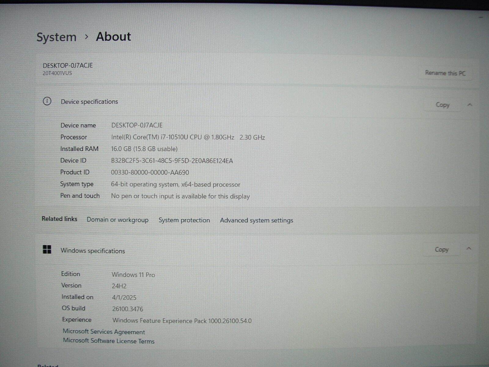 Lenovo ThinkPad P15s Gen 1 15.6” FHD i7-10510U 1.8GHz 16GB SSD 512GB NVIDIA P520 - Tested Computer Laptop Parts