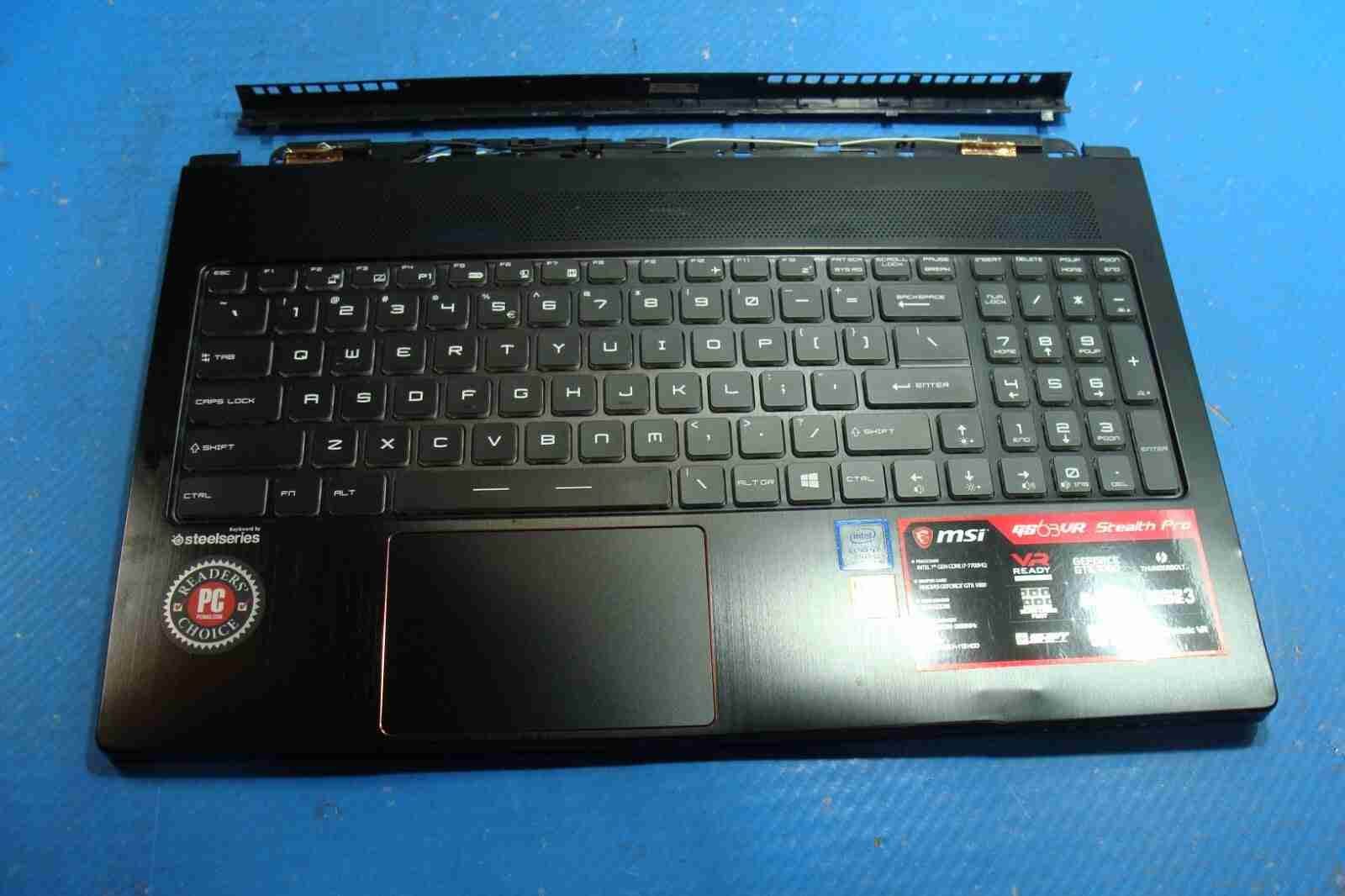 MSI Stealth Pro 15.6” GS63VR 7RF Palmrest w/TouchPad Keyboard Black 3076K1C215 - Tested Computer Laptop Parts