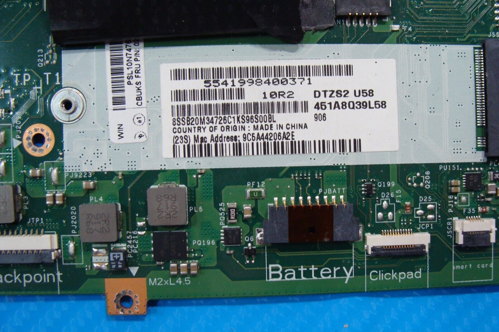 Lenovo ThinkPad 13.3” X380 Yoga i5-8350U 1.7GHz 8GB Motherboard LA-F421P 02DA016
